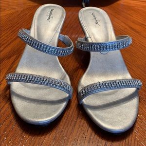 Jacqueline Ferrar Silver Rhinestone Dress Sandals